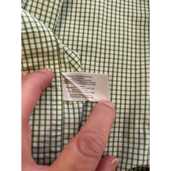 BROOKS BROTHERS Shirt EUC Green White Stripe Sz 16.5-34/35 Original Polo Shirt - Picture 9 of 9